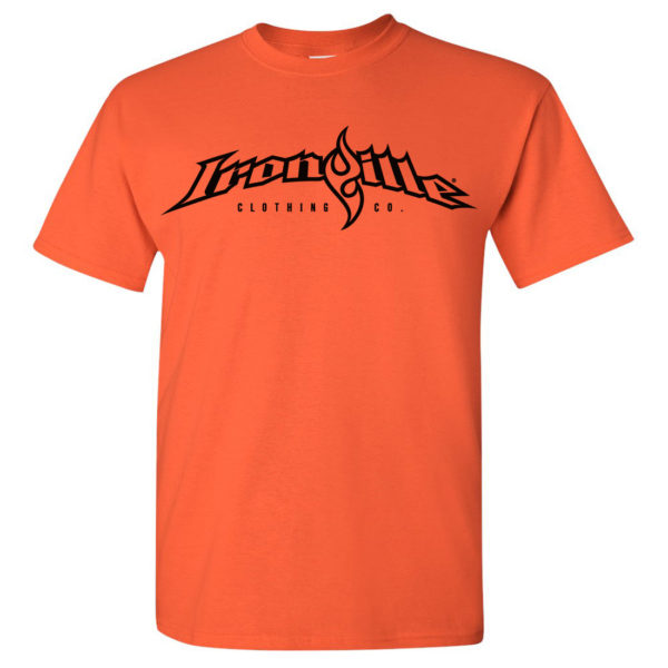 Ironville T Shirt Full Horizontal Logo Front Orange