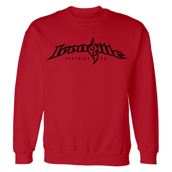 Ironville Gym Sweatshirt Full Horizontal Logo Front Red
