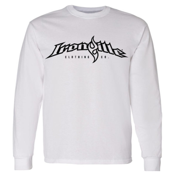 Ironville Long Sleeve T Shirt Full Horizontal Logo Front White