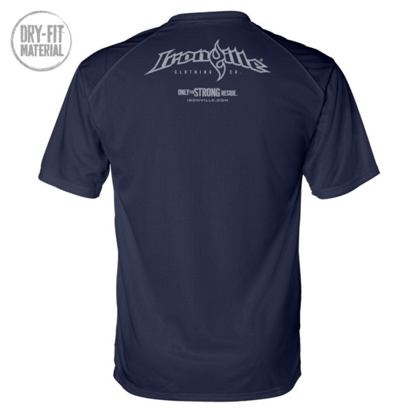 Ironville Weightlifting Dri Fit T Shirt Back Navy Blue