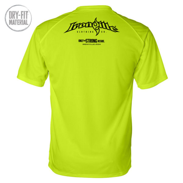 Ironville Weightlifting Dri Fit T Shirt Back Neon Yellow