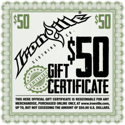 Bodybuilding Gym Clothing Holiday Gift Certificate 50