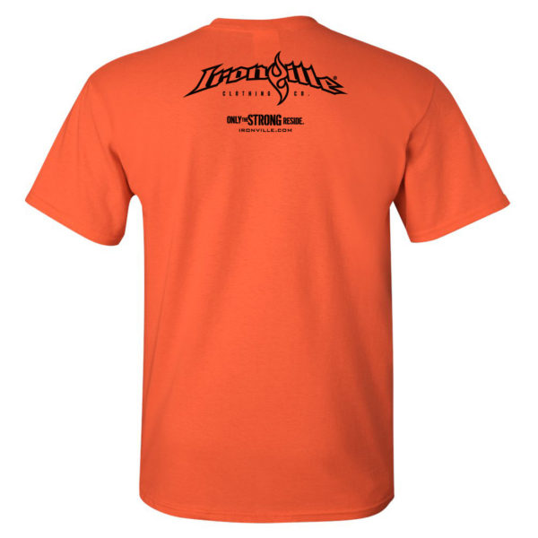 Ironville T Shirt Small Horizontal Logo Back Orange