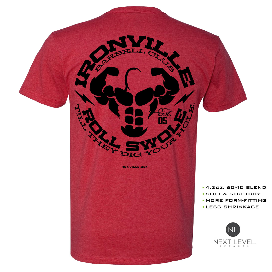 Ironville Barbell Club Roll They T-Shirt Till Hole Soft Swole Dig Blend Your Fitted