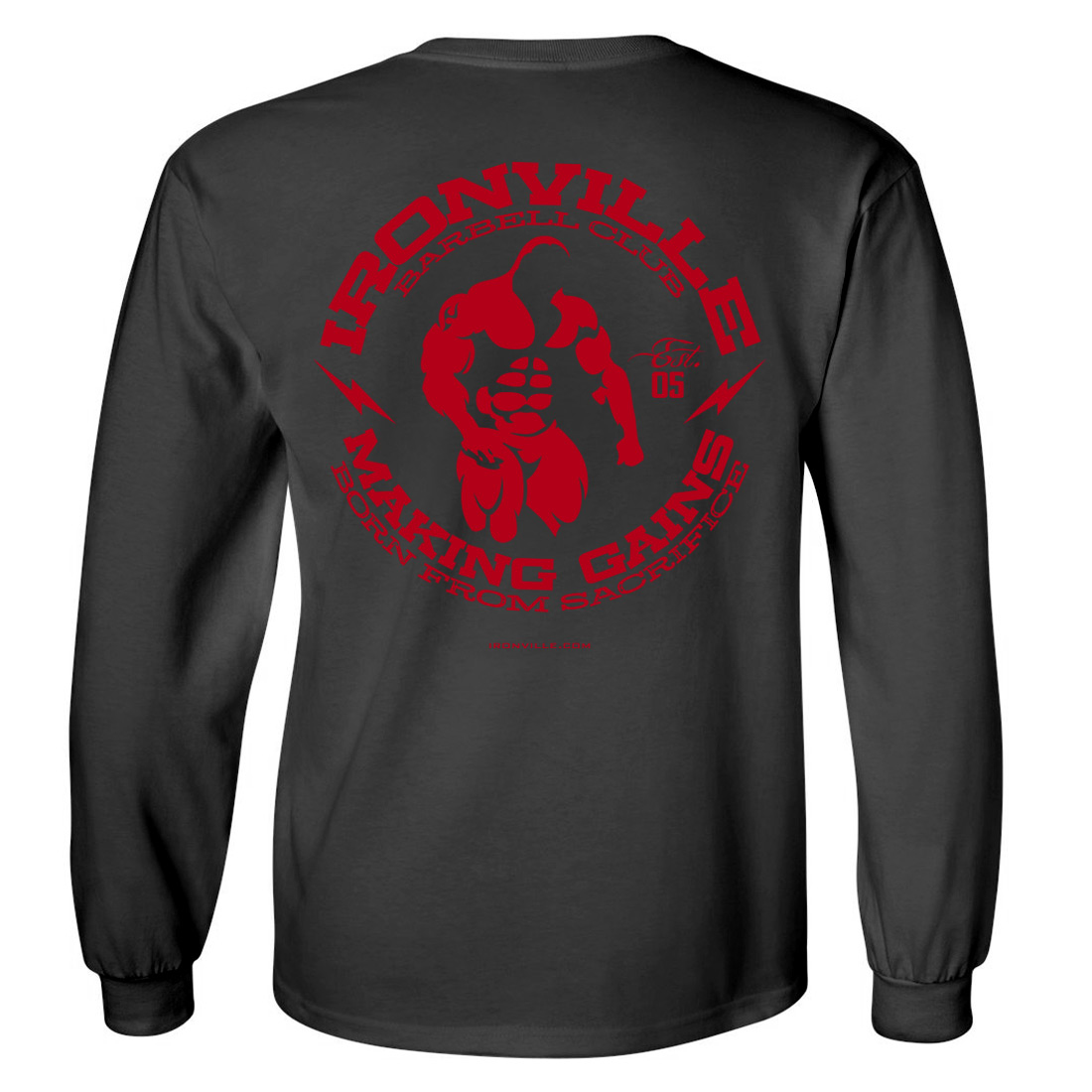 Ironville Barbell Club Ghost Bodybuilder Making Gains Long Sleeve T-Shirt